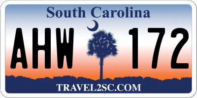 SC license plate AHW172
