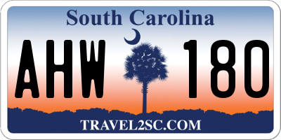 SC license plate AHW180