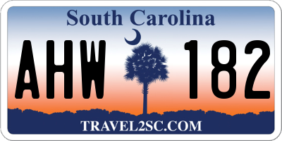 SC license plate AHW182