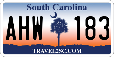 SC license plate AHW183