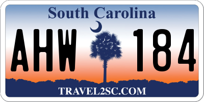 SC license plate AHW184