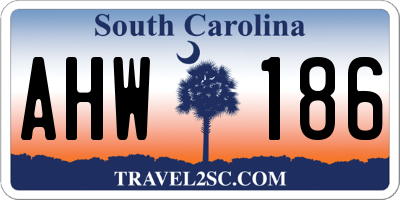 SC license plate AHW186