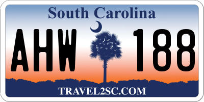SC license plate AHW188