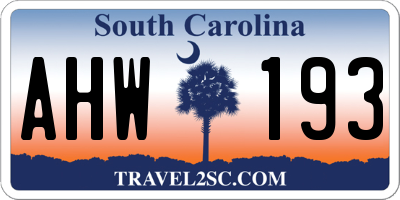 SC license plate AHW193