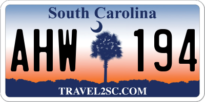 SC license plate AHW194