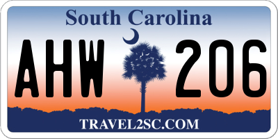 SC license plate AHW206