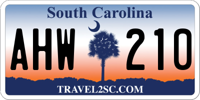 SC license plate AHW210