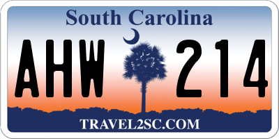 SC license plate AHW214