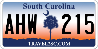 SC license plate AHW215