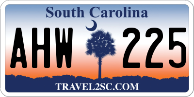 SC license plate AHW225