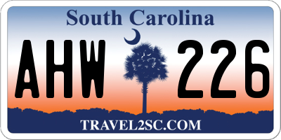 SC license plate AHW226