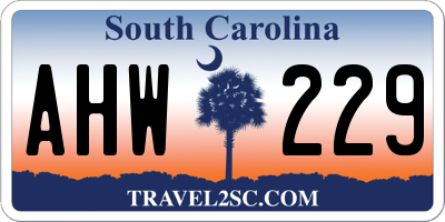 SC license plate AHW229
