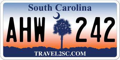 SC license plate AHW242