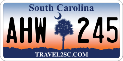 SC license plate AHW245