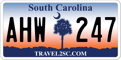 SC license plate AHW247