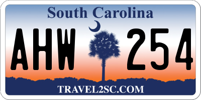 SC license plate AHW254