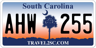 SC license plate AHW255