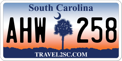 SC license plate AHW258