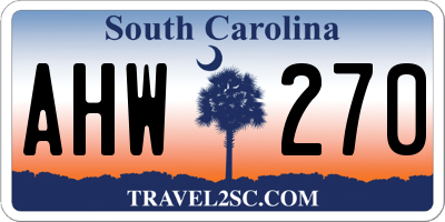 SC license plate AHW270