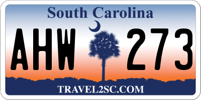 SC license plate AHW273