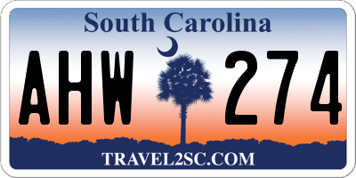 SC license plate AHW274