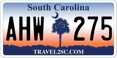 SC license plate AHW275