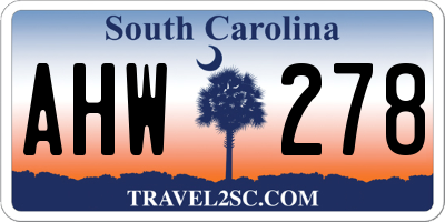 SC license plate AHW278