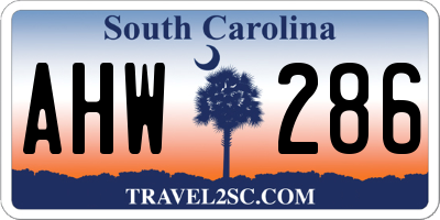 SC license plate AHW286