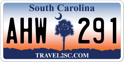 SC license plate AHW291
