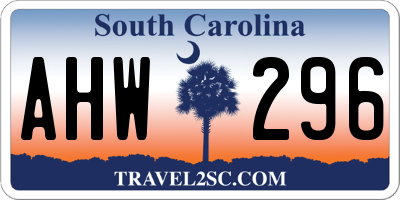 SC license plate AHW296