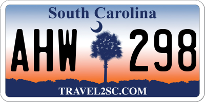 SC license plate AHW298