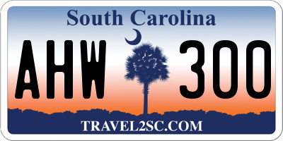 SC license plate AHW300