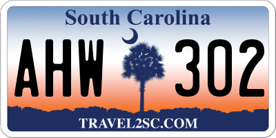 SC license plate AHW302