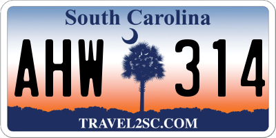 SC license plate AHW314