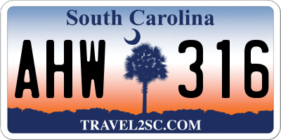 SC license plate AHW316
