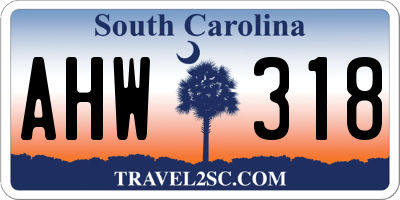 SC license plate AHW318