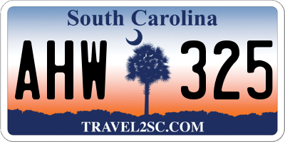 SC license plate AHW325