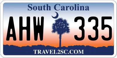 SC license plate AHW335