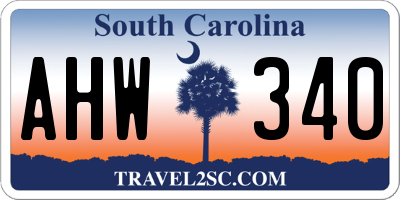SC license plate AHW340
