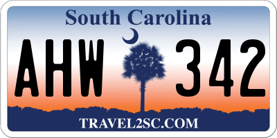 SC license plate AHW342