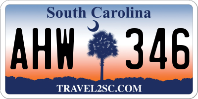 SC license plate AHW346