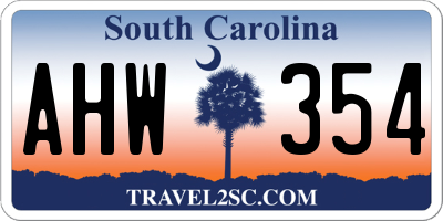 SC license plate AHW354