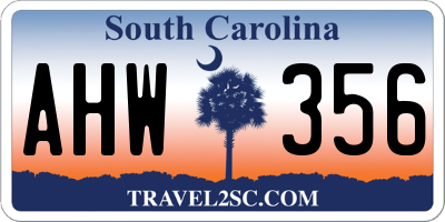 SC license plate AHW356