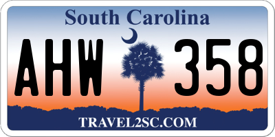 SC license plate AHW358