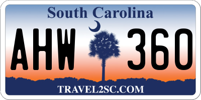 SC license plate AHW360