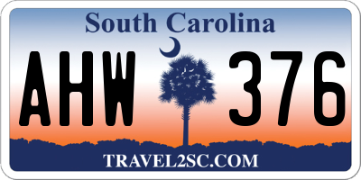 SC license plate AHW376