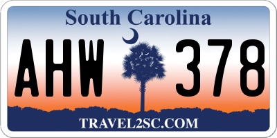 SC license plate AHW378