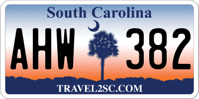 SC license plate AHW382