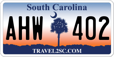 SC license plate AHW402