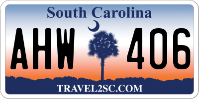 SC license plate AHW406